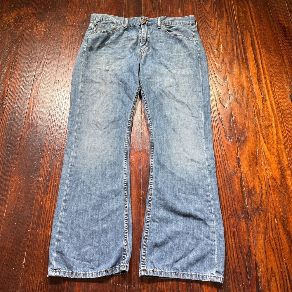 Levis 527 Jeans Mens 36x30 Blue Denim Boot Cut Faded Whiskers Cowboy Grunge